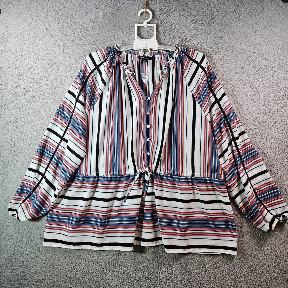 NEW - Lane Bryant Tunic Top Blouse Women 26 28 Long Sleeve Multicolor Striped